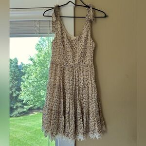 Altar’d state XS yellow floral tiered mini dress